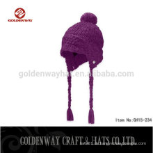 Winter-Schneeflocke-Entwurf mit 2 Poms Winter-Ohr-flacher Beanie-Hut